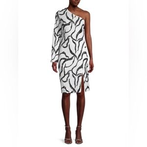 One33 Social Sequin Zebra One-Sleeve Cocktail Dress, SZ 6 Good Condition